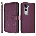 For vivo Y400 Pro 5G Butterfly Love Flower Multi-card Zipper Wallet Leather Phone Case(Dark Purple) - 2