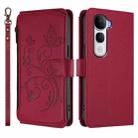 For vivo Y400 Pro 5G Butterfly Love Flower Multi-card Zipper Wallet Leather Phone Case(Wine Red) - 2