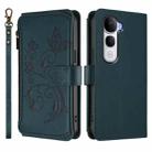 For vivo Y400 Pro 5G Butterfly Love Flower Multi-card Zipper Wallet Leather Phone Case(Dark Green) - 2
