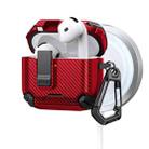 For AirPods 4 Two Color MagSafe Magnetic Holder Carbon Fiber Pattern Earphone Case(Red) - 1