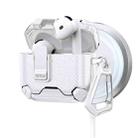 For AirPods 4 Two Color MagSafe Magnetic Holder Carbon Fiber Pattern Earphone Case(White) - 1