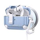 For AirPods Pro 2 Two Color MagSafe Magnetic Holder Carbon Fiber Pattern Earphone Case(White Light Blue) - 1