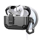 For AirPods Pro 2 Two Color MagSafe Magnetic Holder Carbon Fiber Pattern Earphone Case(Black) - 1