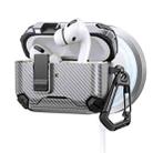 For AirPods Pro 2 Two Color MagSafe Magnetic Holder Carbon Fiber Pattern Earphone Case(Grey) - 1