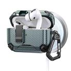 For AirPods Pro 2 Two Color MagSafe Magnetic Holder Carbon Fiber Pattern Earphone Case(Green) - 1