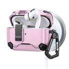 For AirPods Pro Two Color MagSafe Magnetic Holder Carbon Fiber Pattern Earphone Case(Black Pink) - 1