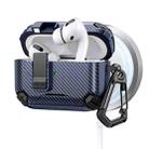 For AirPods Pro Two Color MagSafe Magnetic Holder Carbon Fiber Pattern Earphone Case(Black Dark Blue) - 1