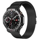 For Amazfit T-Rex 3 xDfind Milanese Parachute Buckle Stainless Steel Watch Band(Black) - 1