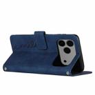 For iPhone 17 Pro Max Skin Feel Heart Embossed Leather Phone Case with Long Lanyard(Blue) - 3