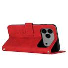 For iPhone 17 Pro Max Skin Feel Heart Embossed Leather Phone Case with Long Lanyard(Red) - 3