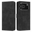 For iPhone 17 Pro Skin Feel Heart Embossed Leather Phone Case with Long Lanyard(Black) - 1