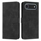 For iPhone 17 Air Skin Feel Heart Embossed Leather Phone Case with Long Lanyard(Black) - 1