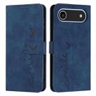 For iPhone 17 Air Skin Feel Heart Embossed Leather Phone Case with Long Lanyard(Blue) - 1