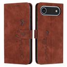 For iPhone Air Skin Feel Heart Embossed Leather Phone Case with Long Lanyard(Brown) - 1