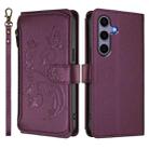 For Samsung Galaxy S24 / S25 5G Butterfly Love Flower Multi-card Zipper Wallet Leather Phone Case(Dark Purple) - 2