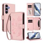 For Samsung Galaxy S24 / S25 5G Butterfly Love Flower Multi-card Zipper Wallet Leather Phone Case(Pink) - 1