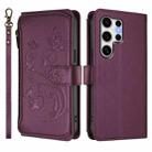 For Samsung Galaxy S25 Ultra 5G Butterfly Love Flower Multi-card Zipper Wallet Leather Phone Case(Dark Purple) - 2