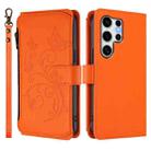 For Samsung Galaxy S25 Ultra 5G Butterfly Love Flower Multi-card Zipper Wallet Leather Phone Case(Orange) - 2