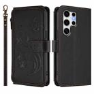 For Samsung Galaxy S25 Ultra 5G Butterfly Love Flower Multi-card Zipper Wallet Leather Phone Case(Black) - 2