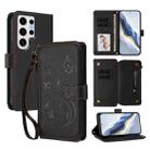 For Samsung Galaxy S24 Ultra 5G Butterfly Love Flower Multi-card Zipper Wallet Leather Phone Case(Black) - 1