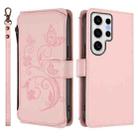 For Samsung Galaxy S24 Ultra 5G Butterfly Love Flower Multi-card Zipper Wallet Leather Phone Case(Pink) - 2