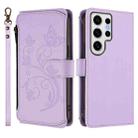 For Samsung Galaxy S24 Ultra 5G Butterfly Love Flower Multi-card Zipper Wallet Leather Phone Case(Light Purple) - 2