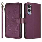 For Samsung Galaxy S25 Edge 5G Butterfly Love Flower Multi-card Zipper Wallet Leather Phone Case(Dark Purple) - 2