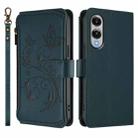 For Samsung Galaxy S25 Edge 5G Butterfly Love Flower Multi-card Zipper Wallet Leather Phone Case(Dark Green) - 2