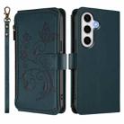 For Samsung Galaxy S23 FE 5G Butterfly Love Flower Multi-card Zipper Wallet Leather Phone Case(Dark Green) - 2