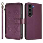For Samsung Galaxy S23 5G Butterfly Love Flower Multi-card Zipper Wallet Leather Phone Case(Dark Purple) - 2