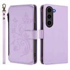 For Samsung Galaxy S23 5G Butterfly Love Flower Multi-card Zipper Wallet Leather Phone Case(Light Purple) - 2