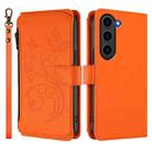 For Samsung Galaxy S23+ 5G Butterfly Love Flower Multi-card Zipper Wallet Leather Phone Case(Orange) - 2