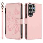 For Samsung Galaxy S23 Ultra 5G Butterfly Love Flower Multi-card Zipper Wallet Leather Phone Case(Pink) - 2