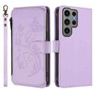 For Samsung Galaxy S23 Ultra 5G Butterfly Love Flower Multi-card Zipper Wallet Leather Phone Case(Light Purple) - 2
