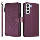 For Samsung Galaxy S21 5G Butterfly Love Flower Multi-card Zipper Wallet Leather Phone Case(Dark Purple) - 2