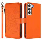 For Samsung Galaxy S21 5G Butterfly Love Flower Multi-card Zipper Wallet Leather Phone Case(Orange) - 2