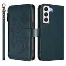 For Samsung Galaxy S21 5G Butterfly Love Flower Multi-card Zipper Wallet Leather Phone Case(Dark Green) - 2