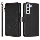 For Samsung Galaxy S21 5G Butterfly Love Flower Multi-card Zipper Wallet Leather Phone Case(Black) - 2