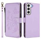 For Samsung Galaxy S21 FE 5G Butterfly Love Flower Multi-card Zipper Wallet Leather Phone Case(Light Purple) - 2