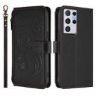 For Samsung Galaxy S21 Ultra 5G Butterfly Love Flower Multi-card Zipper Wallet Leather Phone Case(Black) - 2