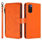 For Samsung Galaxy S20 Butterfly Love Flower Multi-card Zipper Wallet Leather Phone Case(Orange) - 2
