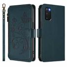 For Samsung Galaxy S20 Butterfly Love Flower Multi-card Zipper Wallet Leather Phone Case(Dark Green) - 2