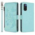 For Samsung Galaxy S20 Butterfly Love Flower Multi-card Zipper Wallet Leather Phone Case(Mint Green) - 2