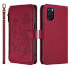 For Samsung Galaxy S20+ Butterfly Love Flower Multi-card Zipper Wallet Leather Phone Case(Wine Red) - 2