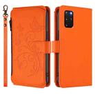 For Samsung Galaxy S20+ Butterfly Love Flower Multi-card Zipper Wallet Leather Phone Case(Orange) - 2