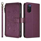 For Samsung Galaxy S20 FE Butterfly Love Flower Multi-card Zipper Wallet Leather Phone Case(Dark Purple) - 2
