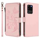 For Samsung Galaxy S20 Ultra Butterfly Love Flower Multi-card Zipper Wallet Leather Phone Case(Pink) - 2