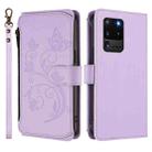 For Samsung Galaxy S20 Ultra Butterfly Love Flower Multi-card Zipper Wallet Leather Phone Case(Light Purple) - 2