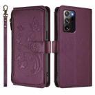 For Samsung Galaxy Note20 Ultra Butterfly Love Flower Multi-card Zipper Wallet Leather Phone Case(Dark Purple) - 2