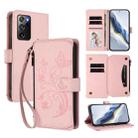 For Samsung Galaxy Note20 Ultra Butterfly Love Flower Multi-card Zipper Wallet Leather Phone Case(Pink) - 1